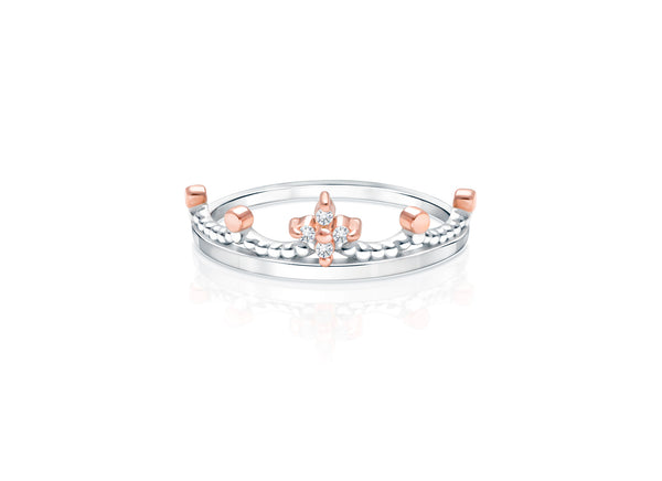 Rosabella™ Tiara, Clear CZ Children’s Two-Tone Ring for Girls – Sterling Silver