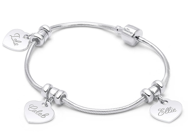 A Mother’s Heart, Adoré™ Bracelet for Women with Children’s Names (FREE Engraving) – Sterling Silver