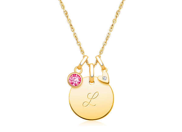 14K Gold Baby Round “Design Your Own” Children’s Necklace for Girls (Optional Charms & FREE Engraving) – 14K Gold