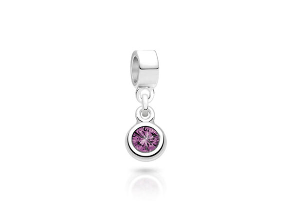 February Birthstone – Amethyst, Sterling Silver and Swarovski® Colored Crystal – Children’s Adoré™ Dangle Charm