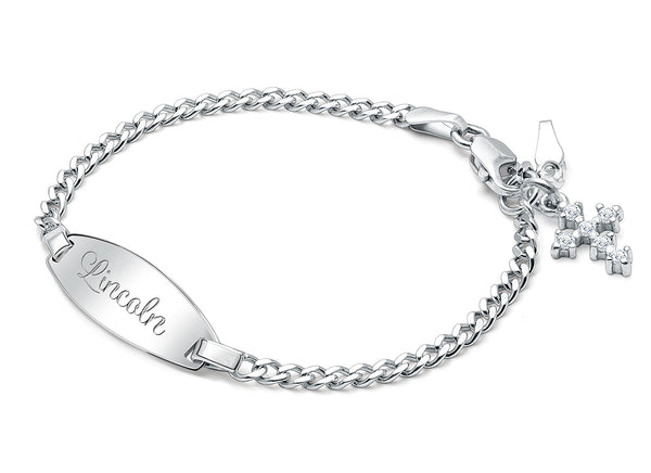 Classic Baby/Children’s Engraved ID Bracelet for Boys – Sterling Silver