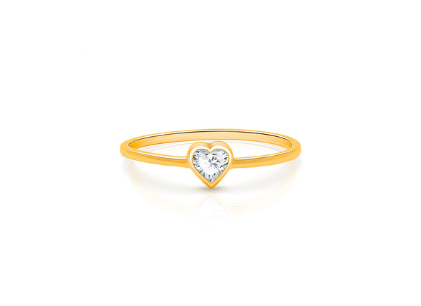 My 1st Diamond Ring, Size 5, Teen’s Heart-Cut Genuine Diamond Ring for Girls – 14K Gold