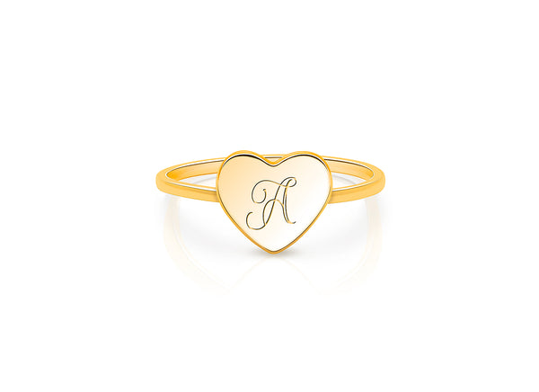 Heart Signet, Size 5, Engraved Children’s Ring for Girls (FREE Personalization) – 14K Gold