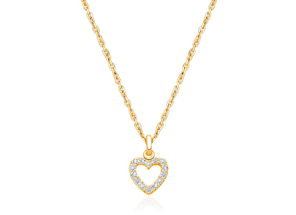 Pure Splendor Heart with Genuine Diamonds, Children’s Necklace for Girls – 14K Gold