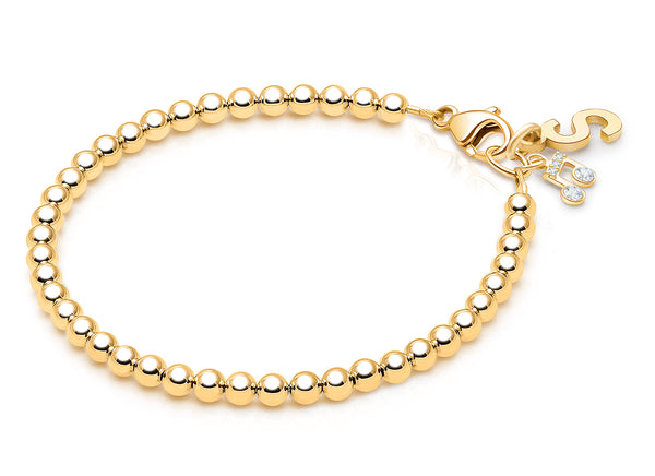 3mm Tiny Blessings Beads, Baby/Children’s Beaded Bracelet for Boys – 14K Gold