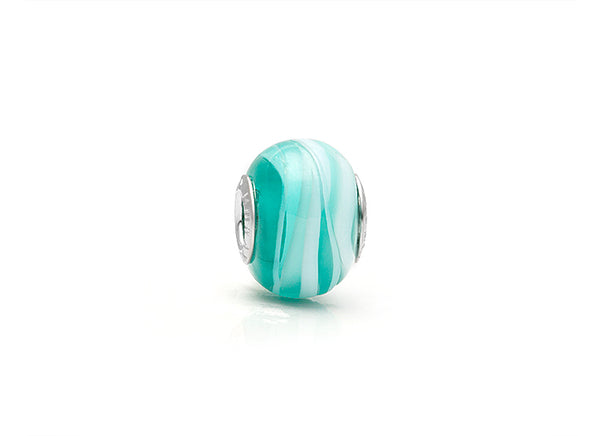 Vacation Waves, Sterling Silver and Aqua Swirl Murano Glass (Hand Made in Italy) – Children’s Adoré™ Charm