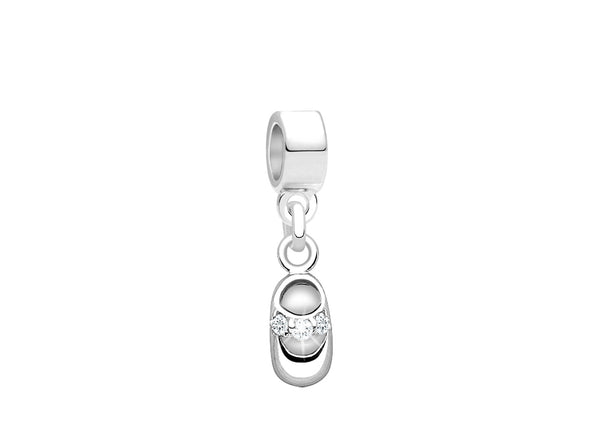 Baby Steps, Sterling Silver Baby Shoe with CZ’s – Children’s Adoré™ Dangle Charm