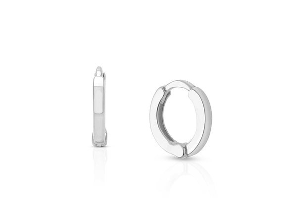 9mm Modern Huggie Hoops, First Holy Communion Children’s Earrings – 14K White Gold