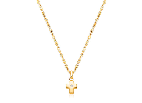 Forever in Faith Cross with Genuine Diamond, Teen’s Necklace for Girls – 14K Gold