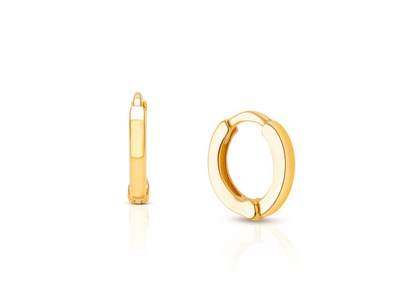 9mm Modern Huggie Hoops, First Holy Communion Children’s Earrings – 14K Gold