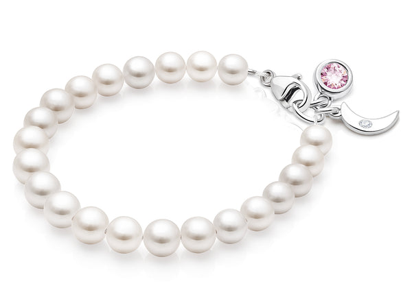 5mm Cultured Pearls, Baby/Children’s Beaded Bracelet for Girls – Sterling Silver