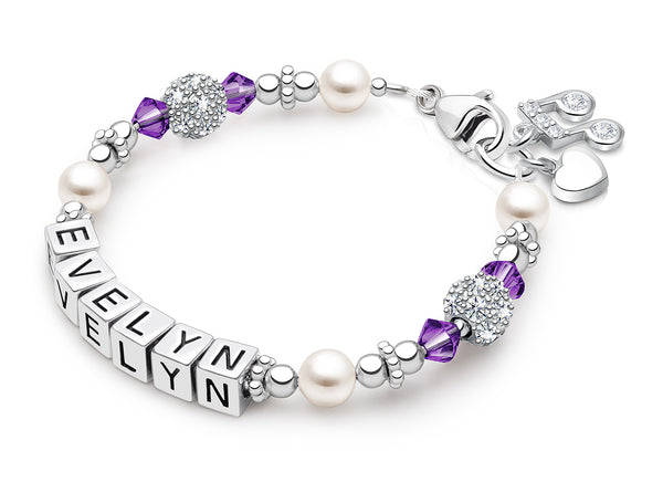 Birthstone, Teen’s Name Bracelet for Girls (All 12 Birthstones Avail) – Sterling Silver