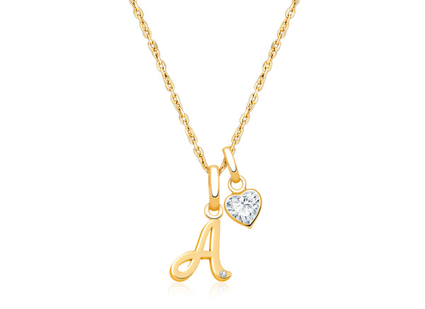 14K Gold Initial with Genuine Diamond “Design Your Own” Personalized Children’s Necklace for Girls – 14K Gold