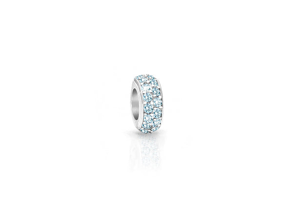 A Kiss Goodnight, Sterling Silver and Blue CZ Sparkling Lights Pavé Rondel – Children’s Adoré™ Charm