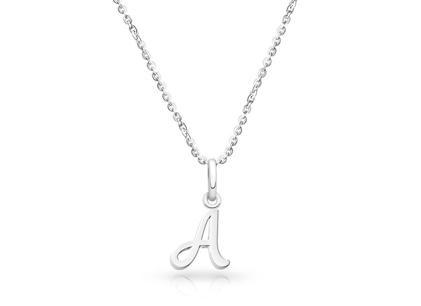 Cursive Initial, Communion Personalized Children’s Necklace for Girls (Includes Religious Charm) – Sterling Silver