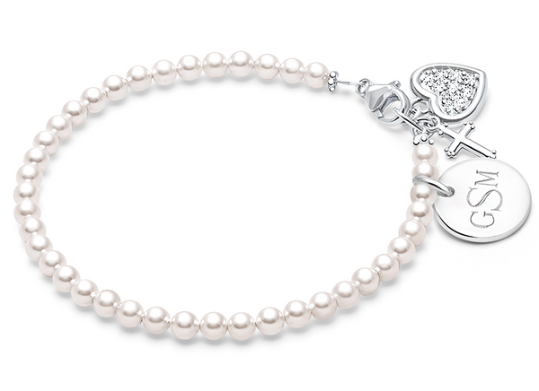 4mm Cultured Pearls, Mother’s Beaded Bracelet for Women – Sterling Silver