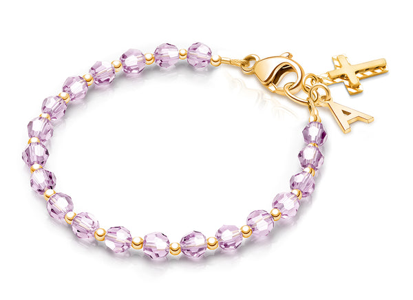 Birthstone Crystal, Teen’s Beaded Bracelet for Girls (All 12 Birthstones Avail) – 14K Gold