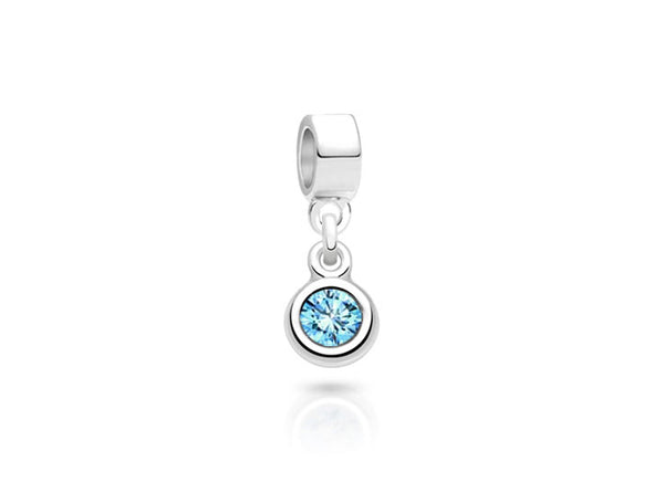 March Birthstone – Aquamarine, Sterling Silver and Swarovski® Colored Crystal – Children’s Adoré™ Dangle Charm