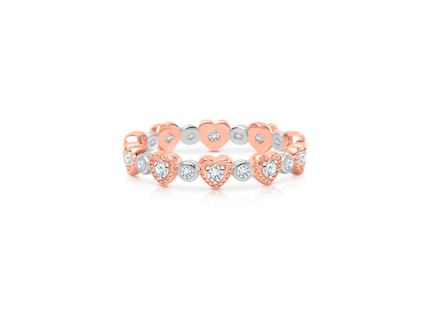 Rosabella™ Dreamy Hearts, Clear CZ Children’s Two-Tone Ring for Girls – Sterling Silver