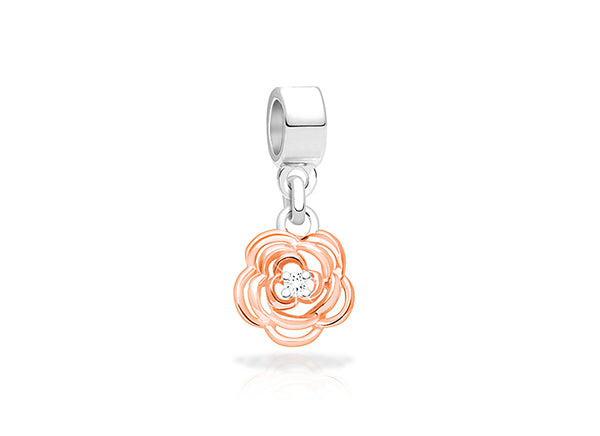 Sweet as a Rose, 2-Tone Sterling Silver with 14K Rose Gold Plating – Children’s Adoré™ Dangle Charm