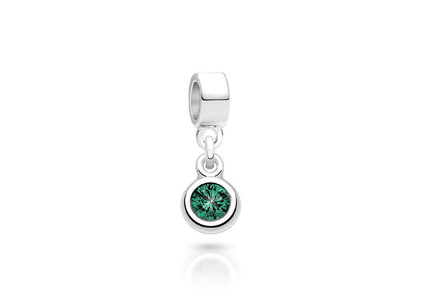 May Birthstone – Emerald, Sterling Silver and Swarovski® Colored Crystal – Children’s Adoré™ Dangle Charm