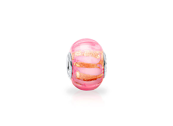 Warm Hugs, Sterling Silver and Entwined Pink & Gold Murano Glass (Hand Made in Italy) – Children’s Adoré™ Charm