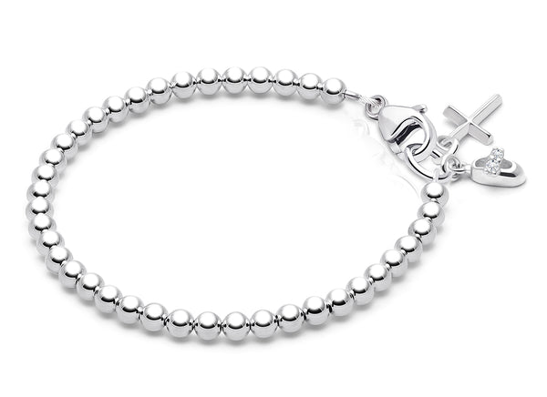 3mm Tiny Blessings Beads, Christening/Baptism Baby/Children’s Beaded Bracelet for Girls – Sterling Silver
