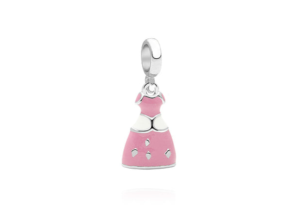 Once Upon a… Dream Dress, Sterling Silver Pink Princess Dress – Children’s Adoré™ Dangle Charm
