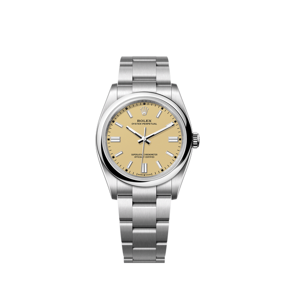 Unworn 2025, Oyster Perpetual, Oystersteel 36mm, Beige dial, Domed Oyster, Ref# 126000-0012, box and papers