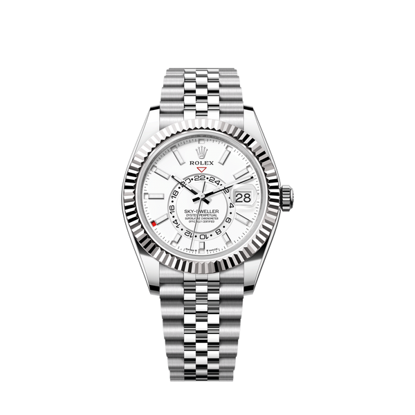Sky-Dweller, 42mm, Oystersteel and 18k White Gold, White, Jubilee, Ref# 336934-0004