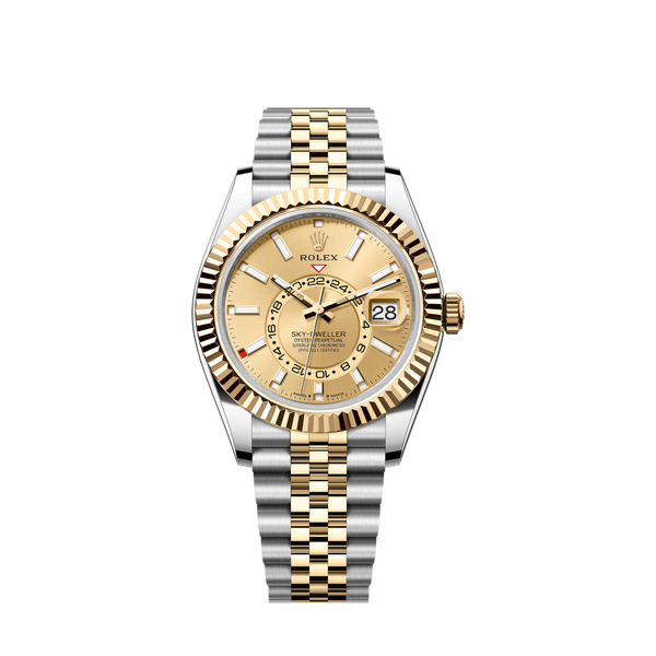 Sky-Dweller, 42mm, Oystersteel and 18k Yellow Gold, Champagne, Jubilee,Ref# 336933-0002