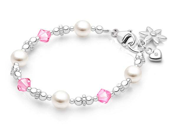 Diamonds & Pearls, Baby/Children’s Beaded Bracelet for Girls – Sterling Silver