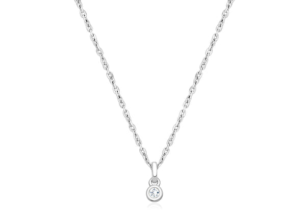 My 1st Diamond, Teeny Tiny Teen’s Necklace with Genuine Diamond for Girls – 14K White Gold