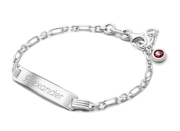 Modern Bar, Baby/Children’s Engraved ID Bracelet for Boys – Sterling Silver