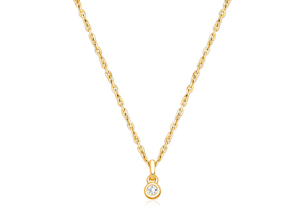 My 1st Diamond, Teeny Tiny Children’s Necklace with Genuine Diamond for Girls – 14K Gold