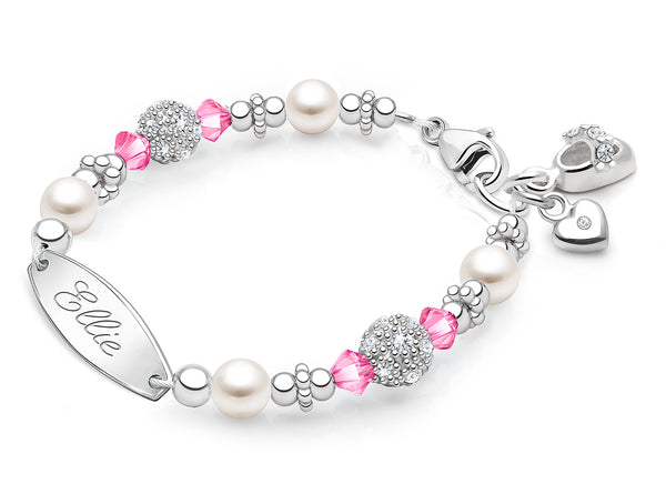 Birthstone, Baby/Children’s Engraved Bracelet for Girls (All 12 Birthstones Avail) – Sterling Silver