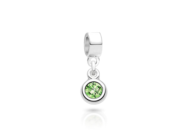 August Birthstone – Peridot, Sterling Silver and Swarovski® Colored Crystal – Children’s Adoré™ Dangle Charm
