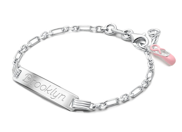Modern Bar, Baby/Children’s Engraved ID Bracelet for Girls – Sterling Silver