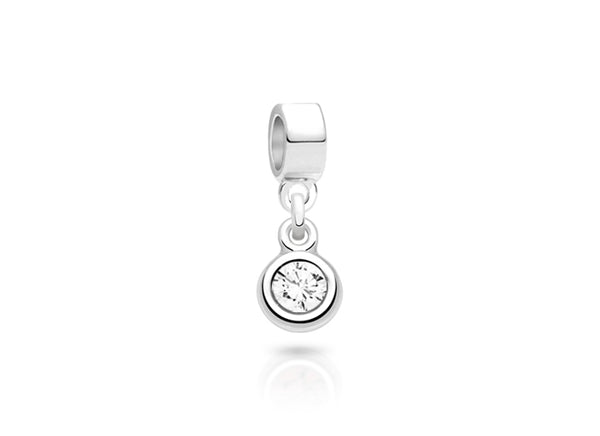 April Birthstone – Diamond, Sterling Silver and Swarovski® Colored Crystal – Children’s Adoré™ Dangle Charm