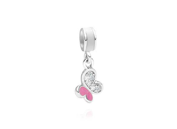 Flutter By Little Butterfly, Sterling Silver Butterfly with CZ’s – Children’s Adoré™ Dangle Charm