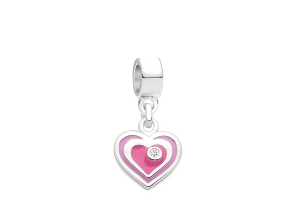 Sparkle in My Heart, Sterling Silver, Pink Enamel and CZ Heart – Children’s Adoré™ Dangle Charm
