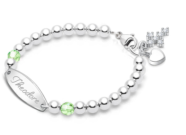 Tiny Blessings Birthstone, Baby/Children’s Engraved Bracelet for Boys – Sterling Silver