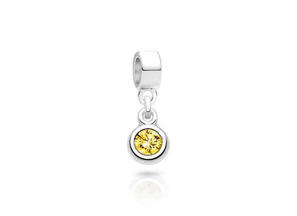 November Birthstone – Light Topaz, Sterling Silver and Swarovski® Colored Crystal – Children’s Adoré™ Dangle Charm