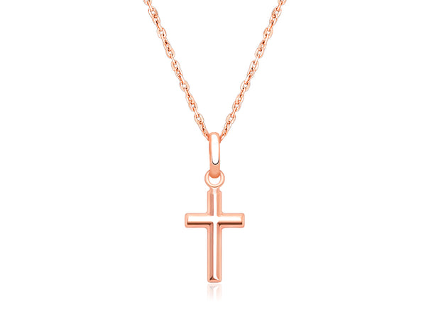 Everlasting Faith, Communion Cross Children’s Necklace for Girls – 14K Rose Gold