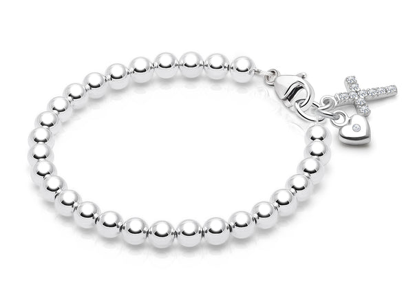 4mm Tiny Blessings Beads, Christening/Baptism Baby/Children’s Beaded Bracelet for Boys – Sterling Silver