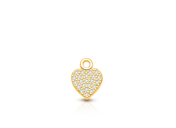Heart – Diamond Pavé Baby/Children’s Individual Charm (Add to Your Existing Bracelet or Necklace) – 14K Gold
