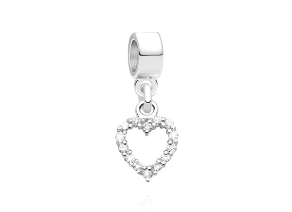Bright and Brave, Sterling Silver and Clear CZ Pavé Heart – Children’s Adoré™ Dangle Charm
