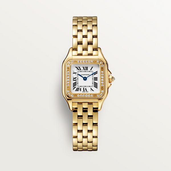Unworn Panthère Small, 18k Yellow Gold, Diamonds, 22mm x 30mm, Ref# WJPN0067, box and papers