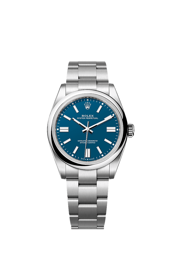 Unworn 2025, Oyster Perpetual, Oystersteel 41mm, Blue dial, Domed Oyster, Ref# 134300-0009, box and papers