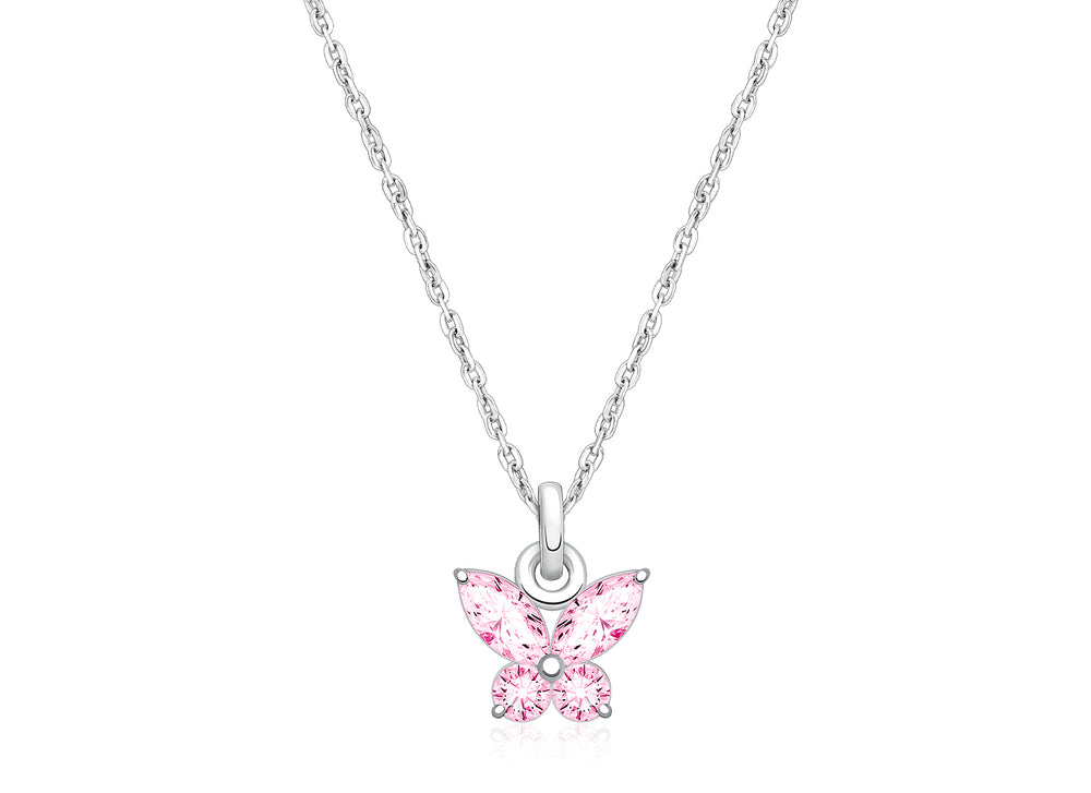 Gia™ Baby Butterfly, Pink CZ Children’s Necklace for Girls – Sterling Silver